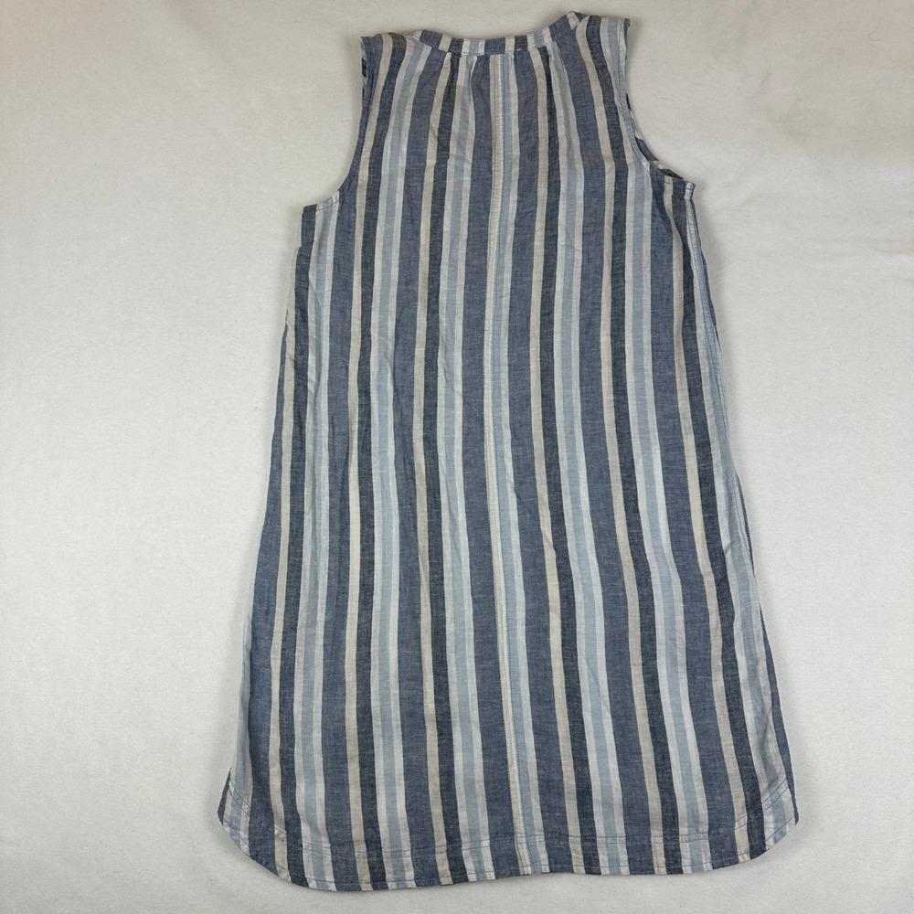 Beachlunchlounge Blue White Striped Sleeveless V-Neck Shift Dress Pockets Medium - Picture 2 of 7